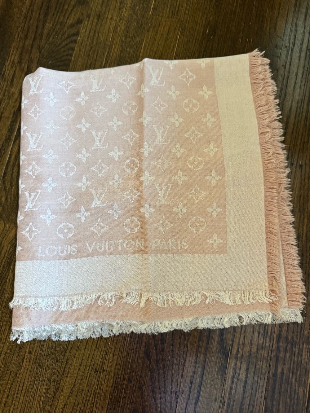 Authentic Louis Vuitton Cream and Beige Monogram Shawl
